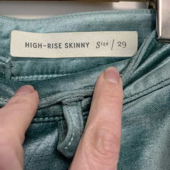 ❤️Pilcro High Rise Skinny Velvet Pant Blue Green - Picture 4 of 6